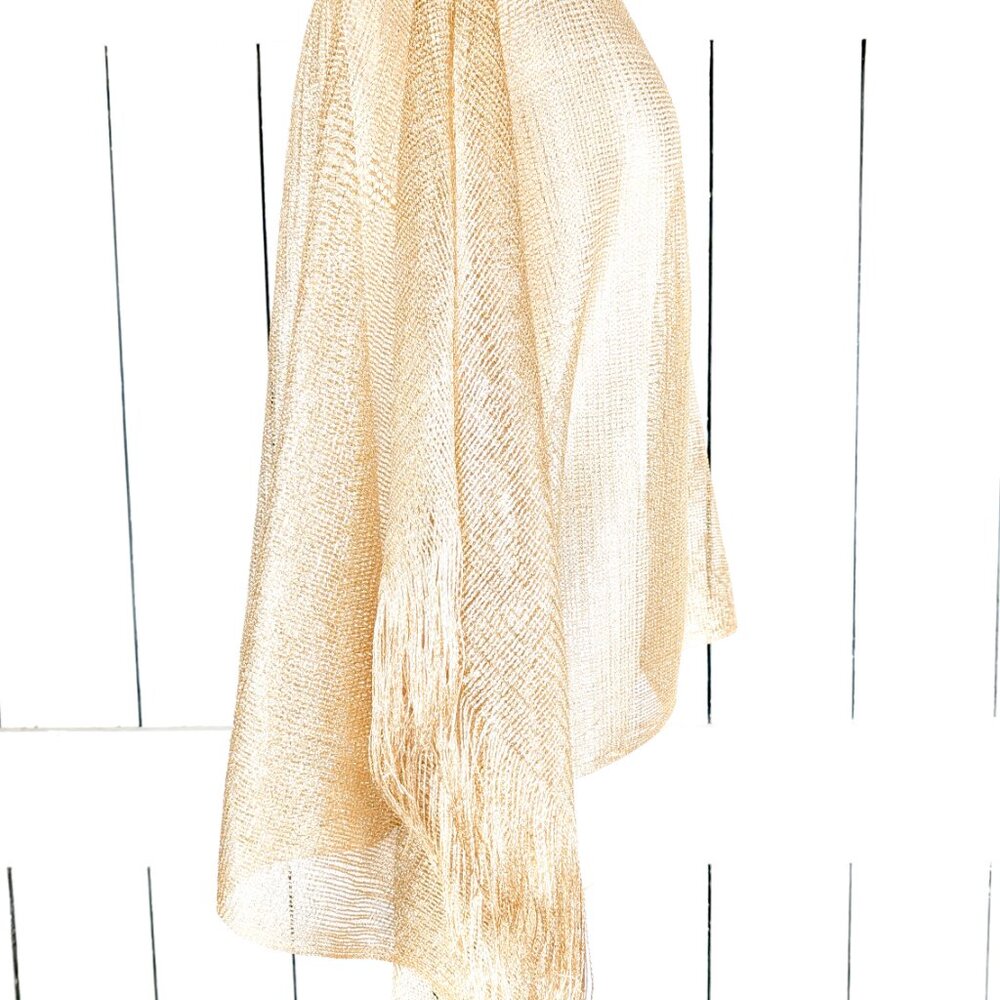 Gold metallic mesh kimono pullover top